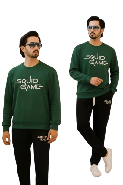 2 Pcs Men's Fleece Printed Sweatshirt Track Suit