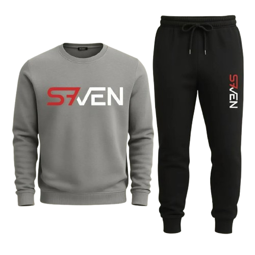 Seven-7 Printed Fleece SweatShirt Tracksuit for Men