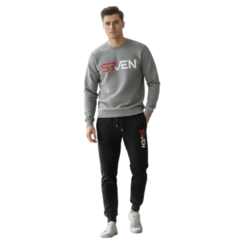 Seven-7 Printed Fleece SweatShirt Tracksuit for Men