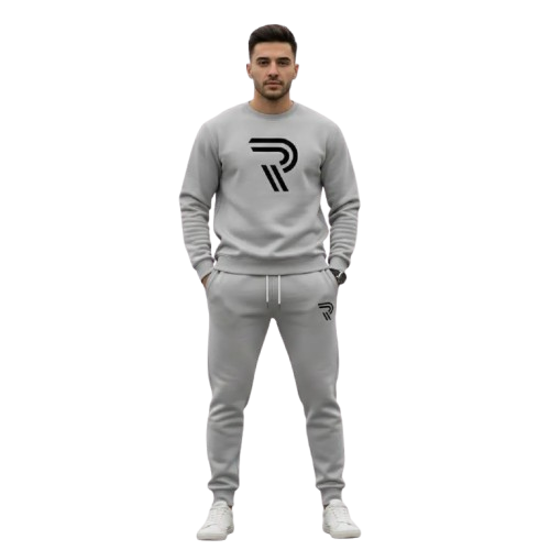 2 Pcs Men's Fleece Printed Sweatshirt Track Suit