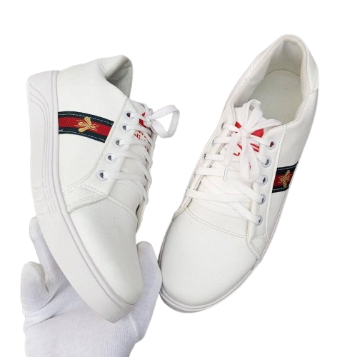 Men's Rexine Fancy Sneakers (GU-White)