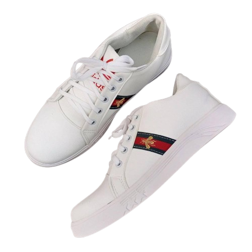 Men's Rexine Fancy Sneakers (GU-White)