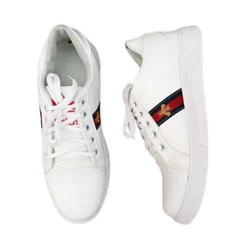 Men's Rexine Fancy Sneakers (GU-White)