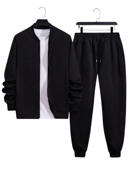 2 Pcs Men's Fleece Plain Zipper Track Suit