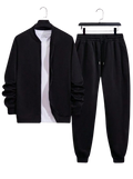 2 Pcs Men's Fleece Plain Zipper Track Suit