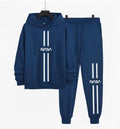 2 Pcs Men's Polyester Printed Hoodie Track Suit