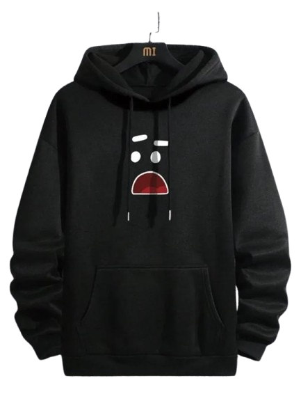 1 Pc Men's Smile Polyester Fleece Front and Back Printed Hoodie