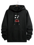 1 Pc Men's Smile Polyester Fleece Front and Back Printed Hoodie