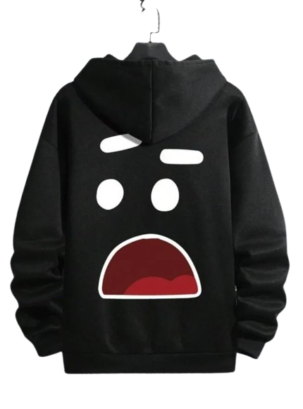 1 Pc Men's Smile Polyester Fleece Front and Back Printed Hoodie