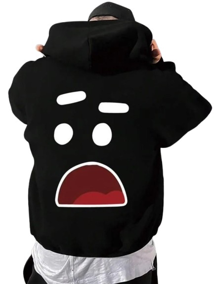 1 Pc Men's Smile Polyester Fleece Front and Back Printed Hoodie